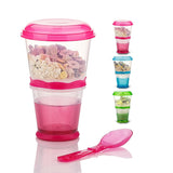 1 x Brand New Muesli To Go, Muesli Container, Muesli on the go Muesli Box Storage Container Cups Milk Yoghurt Keeper Holder with Spoon Pink  - RRP €22.14