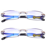 1 x RAW Customer Returns LUFF 2-PACK Reading Glasses HD Anti-Blue Diamond Cut Edge Frameless Reading Glasses - RRP €24.2