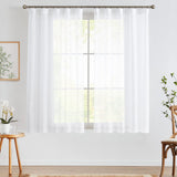 1 x RAW Customer Returns TOPICK linen curtains with ruffle tape, semi-transparent linen structure curtains, sheer voile curtain, modern for bedroom, living room, light-filtering window decorations, set of 2, 140 x 175 cm, white - RRP €31.99