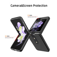 1 x RAW Customer Returns FLAGGEAR Case Compatible with Samsung Galaxy Z Flip 5, Unibody with External Screen Tempered Glass PC Open Metal Ring Protective Case with Strap - Black - RRP €21.6