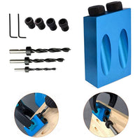 1 x RAW Customer Returns 14 pieces 15 hole locating set, oblique hole positioner, pocket hole jig drill guide set positioner locator tool drill guide, drill, stopper, pocket hole drill set blue - RRP €11.99