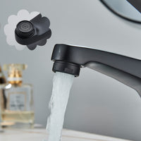 1 x RAW Customer Returns JUNSOTTOR Low Pressure Faucet Bathroom Black Faucet Bathroom Wash Basin Faucet Single Lever Brass Mixer Tap Short - RRP €43.75