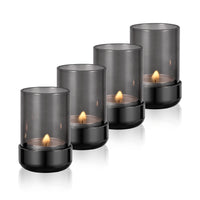 1 x RAW Customer Returns Faveaux tealight holder glass metal tealight glasses candle holder black lantern glass decoration gifts for table decoration decoration, black 4 pieces - RRP €28.99