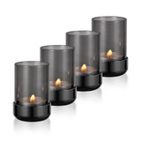 1 x RAW Customer Returns Faveaux tealight holder glass metal tealight glasses candle holder black lantern glass decoration gifts for table decoration decoration, black 4 pieces - RRP €28.99