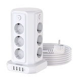 1 x RAW Customer Returns NTONPOWER power strip with surge protection and individually switchable, 12-way power strip USB, 16A 4000W power strip with lightning protection, 3m long cable tower multiple socket white - RRP €49.75