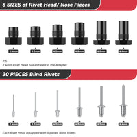 2 x RAW Customer Returns Beaspire professional rivet attachment for cordless screwdriver or drill, electric rivet pliers adapter rivet tool driver rivet adapter kit for 2.4-6.4 mm blind rivets incl. 6 rivet heads and 30 blind rivets  - RRP €108.7