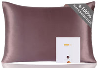 1 x RAW Customer Returns ZIMASILK pillowcase made of 100 silk for hair and skin. Double-sided 19 momme pure mulberry silk pillowcase with zipper, 1 piece. 80 x 80 cm, gray purple  - RRP €44.4