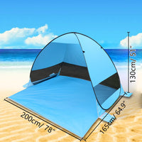 1 x RAW Customer Returns BIHEE Beach Shelter Pop Up Tent 200 x 165 x 130 cm Beach Tent for 2-3 People UV Protection, Waterproof Portable Throw Tent Light Beach Tent for Camping, Beach, Garden, Barbecue Party, Hiking Trip - RRP €33.26