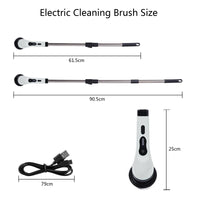 1 x RAW Customer Returns Electric Rotating Scrubber Cordless Electric Cleaning Brush with 6 Replaceable Brush Heads, 2 Speed Adjustment Extendable Household Cleaning Brush for Bathroom, Kitchen, Car - RRP €34.27