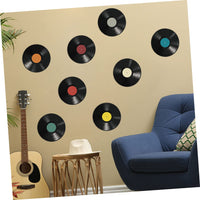 1 x RAW Customer Returns Pieces Vinyl Record Decoration Vinyl Record Wall Stickers Indie Record Wall Decor Mini Rock and Roll Decor Pvc Party Supplies - RRP €21.6