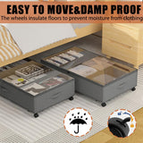 1 x RAW Customer Returns Pack of 2 underbed storage boxes 49L underbed chest of drawers with wheels lid metal frame bed box organizer storage bag foldable underbed box for clothes shoes blankets bed linen gray  - RRP €46.28