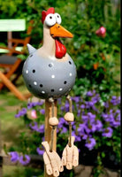 1 x RAW Customer Returns TYXSHIYE ceramic chicken garden, garden chicken, handmade garden statue decorative hen garden stake, garden stake figure terrace weatherproof, resin statue farm balcony living room blue  - RRP €17.99