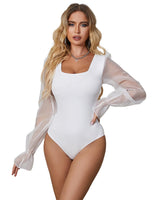 1 x RAW Customer Returns comeondear women s bodysuit sexy elegant large sizes body lace long ram body mesh lingerie clubwear blouse body underwear white S - RRP €26.99