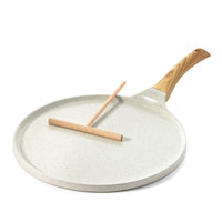 1 x RAW Customer Returns SENSARTE White Crepe Pan 30cm Non-Stick Omelette Pan Pancake Flat Pan with Swiss Granite Non-Stick Coating, Bakelite Handle, Induction Compatible, PFOA-Free - RRP €35.22