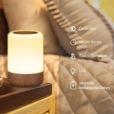 1 x RAW Customer Returns G rvitor LED Bedside Lamp Touch Dimmable, Wireless Table Lamp with 8 Colors and 3 Modes, Wood Grain Night Light Battery USB Charging with Timer for Bedroom Living Room Walnut Color  - RRP €15.91