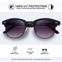 1 x RAW Customer Returns Occhsouo Unisex Polarized Half Frame Sunglasses Men Women Classic Retro UV400 Protection Rectangular Sunglasses Metal Frame Outdoor Leisure Driving Travel Protection, 3-Purple Black Frame - RRP €58.8