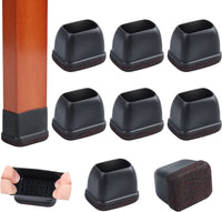 1 x RAW Customer Returns 8 pieces felt chair leg floor protectors, rectangular chair leg caps for bed, chair, furniture leg protectors, bar stool floor protectors for hardwood floors, black length 32-42mm, width 16-22mm - RRP €20.16