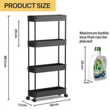 1 x RAW Customer Returns SPACEKEEPER kitchen trolley with 4 levels, narrow trolley niche shelf on wheels, space-saving bathroom shelf and kitchen shelf for kitchen office bathroom, 40 x 13 x 86 cm, black - RRP €25.99