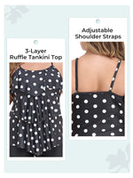 5 x Brand New Summer Mae Women s Tankini Large Sizes Flounces Swimsuit with Swim Shorts Plus Size Swimwear Black Dots 3XL - RRP €115.9