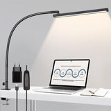 1 x RAW Customer Returns BIENSER Desk Lamp LED Clamp, 14W Gooseneck Clamp Light, 1100LM Architect Lamp Work Light 5 Colors X 10 Brightness Levels Dimmable, Eye Protection Clamp Lamp, Office Table Lamp, Black - RRP €36.0