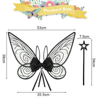 1 x RAW Customer Returns BUZIFU Fairy Wings Adult Women Girls Butterfly Wings Elf Wings Elf Fairy Wings Sparkling Angel Wings Children Fairy Costume with Star Stick for Carnival Halloween Cosplay Party Black  - RRP €16.99