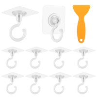 1 x RAW Customer Returns Self-adhesive hooks, 12 pieces magic hook ceiling hook 360 rotatable adhesive hook ceiling with scraper, no drilling towel hook transparent rotatable ceiling wall hook for bedroom kitchen bathroom 5 kg max  - RRP €13.1