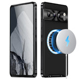 1 x RAW Customer Returns qichenlu Shockproof Metal Bumper Case compatible with MagSafe for Google Pixel 8 Pro, Black Aviation Aluminum Frame Semi-Transparent Back Cover Rear Camera Lens Glass Protection Magnetic Case - RRP €26.17