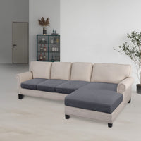 1 x Brand New Granbest High Stretch Sectional Sofa Cushion Cover Beige, 3 Seater Chaise  - RRP €55.45