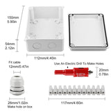 1 x RAW Customer Returns CPROSP junction box waterproof IP65 damp room boxes surface-mounted junction box 150x110x70mm for 6-12 mm, with 10x cable glands, with hole saw 20mm - RRP €17.15