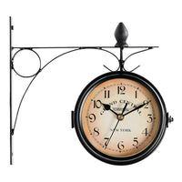 1 x RAW Customer Returns QOTSTEOS Double-Sided Wall Clock, Retro Station Clock, Vintage Quartz Bell Clock Double-Sided Garden Retro Hanging Grandfather Clock for Indoor Outdoor, Garden, Home Hanging Decor Black  - RRP €38.56