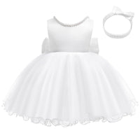 1 x RAW Customer Returns LZH Baby Girls Ruffle Lace Back with Headpiece, Bowknot Flower Dresses Pageant Party Wedding - RRP €25.28