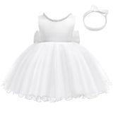 1 x RAW Customer Returns LZH Baby Girls Ruffle Lace Back with Headpiece, Bowknot Flower Dresses Pageant Party Wedding - RRP €28.99