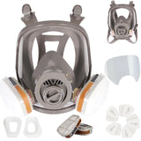 1 x RAW Customer Returns Full face mask respirator with filter and 10 pieces of lens protection, respirator mask gases vapors, full face mask dust mask, painting mask for spraying paint, gas mask for organic vapor and dust - RRP €36.99