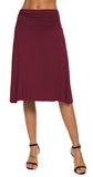 1 x RAW Customer Returns EXCHIC Women s Elegant Elastic Waist A-Line Yoga Skirt Solid Color Summer Skirt Knee Length S, Wine Red  - RRP €27.2