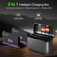 1 x RAW Customer Returns Prodrocam Battery Chargers with 2 Batteries for Insta360 X4 Action Camera Dual Ports Fast Charging Hub Charging Hub, Supports 2 Batteries Chargers 2 Batteries  - RRP €53.99