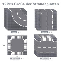 1 x RAW Customer Returns Etarnfly 12 plate set for city streets, road plates compatible with all common brands, 4 curve 3 T-intersection 2 straight 3 intersection base plate - RRP €37.2