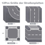 1 x RAW Customer Returns Etarnfly 12 plate set for city streets, road plates compatible with all common brands, 4 curve 3 T-intersection 2 straight 3 intersection base plate - RRP €37.2