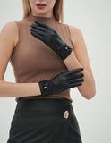 2 x Brand New YISEVEN Women s Leather Gloves with Knot Mother s Day Gift, Metal Bow-Black 7.5 L - RRP €71.98