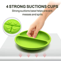 4 x Brand New YONGIAGA Baby Plate Silicone Baby Plate with Suction Cup Toddler Children s Plate Suction Cup Plate Bpa Free Non-Slip, 2 PCS, with Silicone Forks and Spoons - RRP €41.84