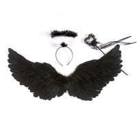 2 x Brand New ZFKJERS Angel Wings with Fairy Wand and Halo, Fairy Costume for Women and Children for Halloween, Carnival, Cosplay Party Small, Black  - RRP €21.86