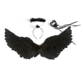 5 x Brand New ZFKJERS Angel Wings with Fairy Wand and Halo, Fairy Costume for Women and Children for Halloween, Carnival, Cosplay Party Small, Black  - RRP €54.65