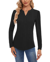 1 x RAW Customer Returns MINTLIMIT Women s Elegant Long Sleeve Tops Large Size T-Shirt V Neck Blouses Tunics EU 52 B-Black XXL  - RRP €25.2