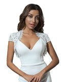 1 x RAW Customer Returns Unicra Bridal Lace Bolero Jacket Wedding Short Sleeve Lace Topper Accessories Bridal Crop Top Dress Cape for Women and Bridesmaid M  - RRP €19.15