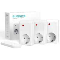 1 x RAW Customer Returns SURNICE radio-controlled sockets with remote control, 3 sockets with 1 remote control, 1000W radio switch set, range 40m, switchable socket, self-learning function for household appliances - RRP €15.12