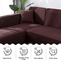 1 x RAW Customer Returns Jaotto Sofa Throws Sofa Cover Elastic Spandex Stretch Sofa Covers Couch Cover for L-Shape Sofa Universal Washable Sofa Throw 2 Non-Slip 2 Seater 3 Seater, Coffee  - RRP €48.4