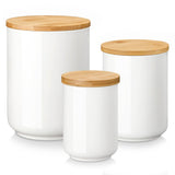 1 x RAW Customer Returns MALACASA storage containers with lids, storage containers set of 3 2200 ml, 1120 ml, 550 ml for coffee, sugar, tea, grains, flour, spices - white ceramic storage containers with airtight lids - RRP €35.75