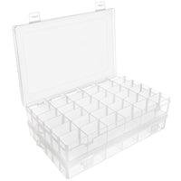 1 x RAW Customer Returns BELLE VOUS 2 Pack Clear Plastic Small Parts Sorting Boxes 27.3 x 17.6 x 4.3 cm 36 Removable Adjustable Compartments For Small Parts, Screws, Sewing Accessories Iron-On Beads - RRP €19.01