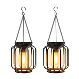 1 x RAW Customer Returns BUCASA Solar Lamps for Outdoor Hanging, 2 Pack Metal Solar Lanterns for Outdoors with Large LED Bulb, IP65 Waterproof Solar Lights Garden Decoration with Hook and Chain for Patio Lawn Balcony Yard - RRP €29.23