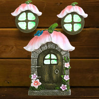 4 x Brand New Gohytal Fairy Door Garden Gnome Door, Fairy Door Window Miniature Luminous Resin Elf Door Garden Fairy Garden Elf House Garden Decoration Christmas Gnome Doors for Outdoor Gardens Trees Decoration Crafts - RRP €81.6