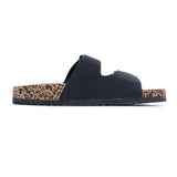 1 x RAW Customer Returns JOMIX mules women s summer sandals with cork footbed elegant flat slippers soft adjustable buckle sea beach slippers black, 38 EU  - RRP €32.95